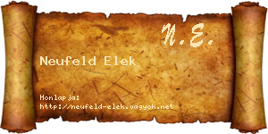 Neufeld Elek névjegykártya